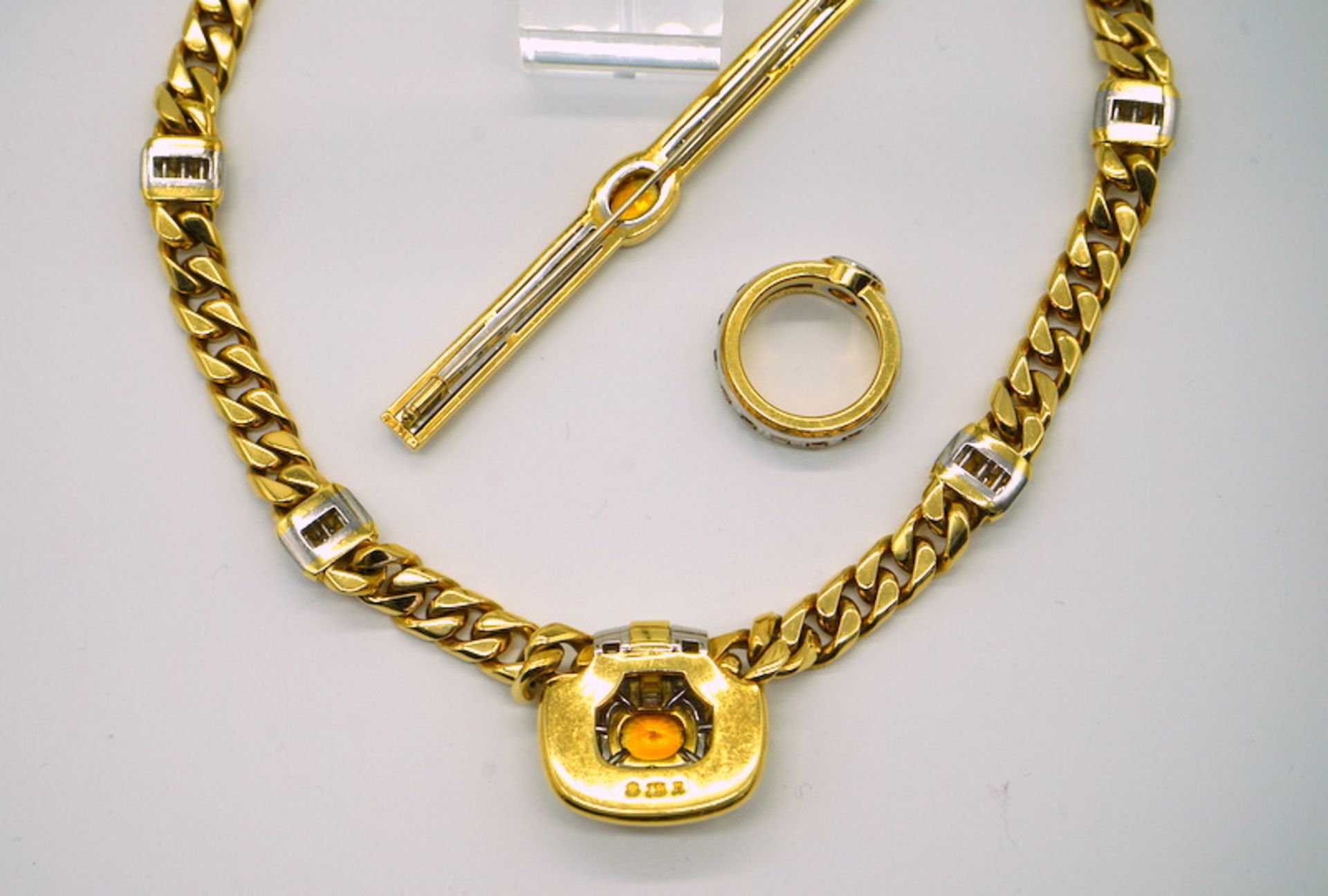 Parure mit Diamanten und gelben Saphiren, 750 GG, Juweliersanfertigung - Image 4 of 10