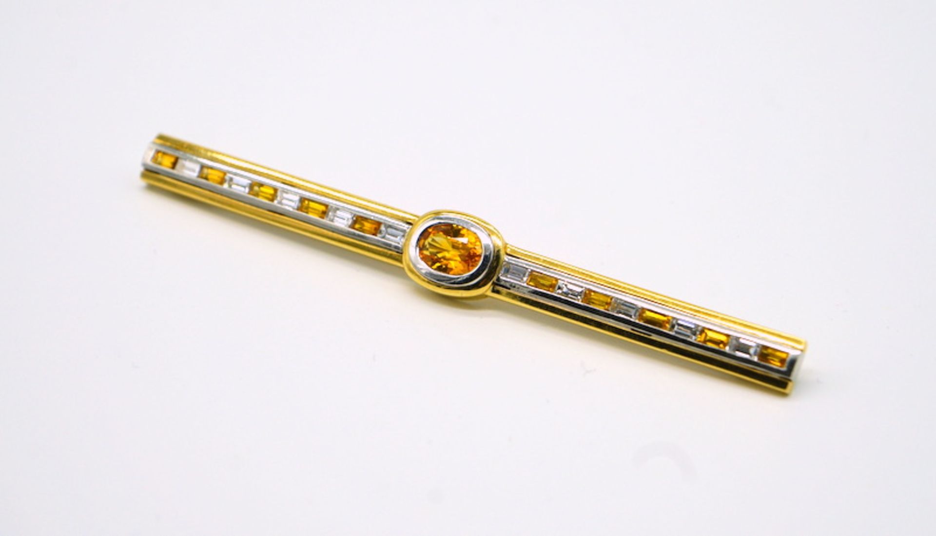 Parure mit Diamanten und gelben Saphiren, 750 GG, Juweliersanfertigung - Image 9 of 10
