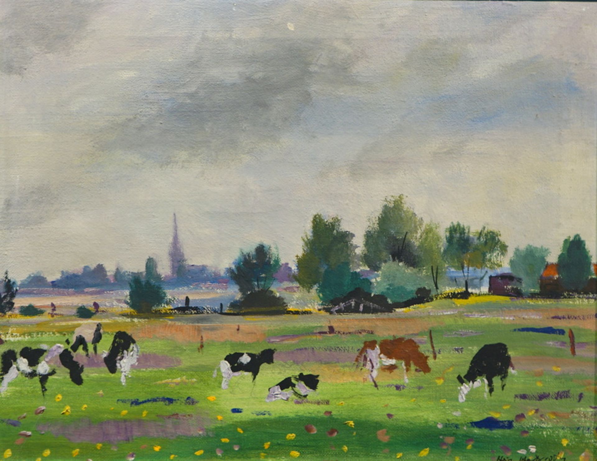 Hein Heckroth (1901-1970): Landschaft mit grasenden Kühen - Image 2 of 4