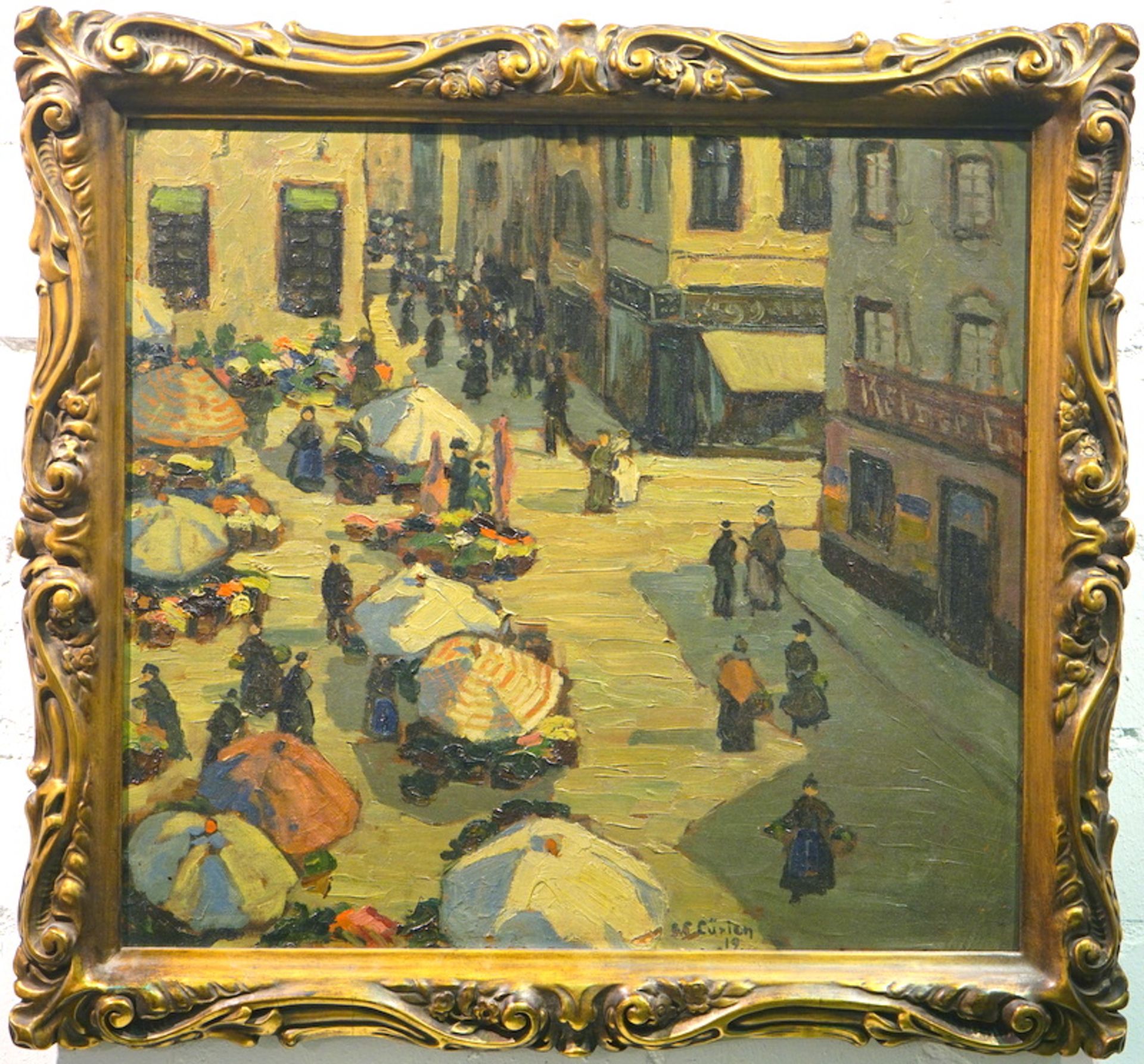 Cürten, Ferdinand Carl: Marktplatz in Düsseldorf, dat. 1919 - Bild 3 aus 5