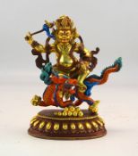Jambhala, Gott des Reichtums, auf Drachen reitend, vollvergoldet und emailliert