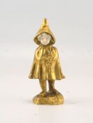 Bailly, Charles Eloy: Chryselepantine Bronze, vergoldet Münchner Mädchen mit Zipfelmütze