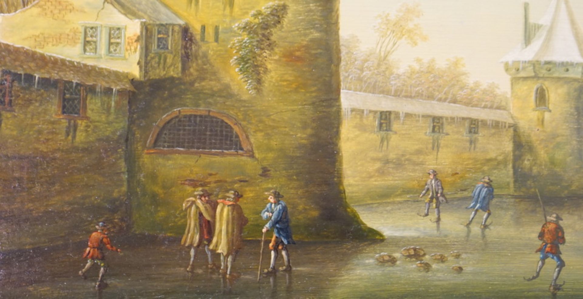 Molenaer, klaes ( Schule): Eisvergnügen mit Schlittschguhläufern vor den Stadmauern - Image 2 of 2