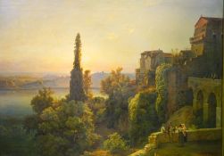 Gurlitt, Heinrich Louis Theodor: Blick auf den Nemisee bei Rom in der Abendsonne -1874