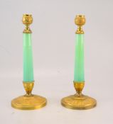 Pärchen Kerzenhalter im Empirestil, Jadegrün