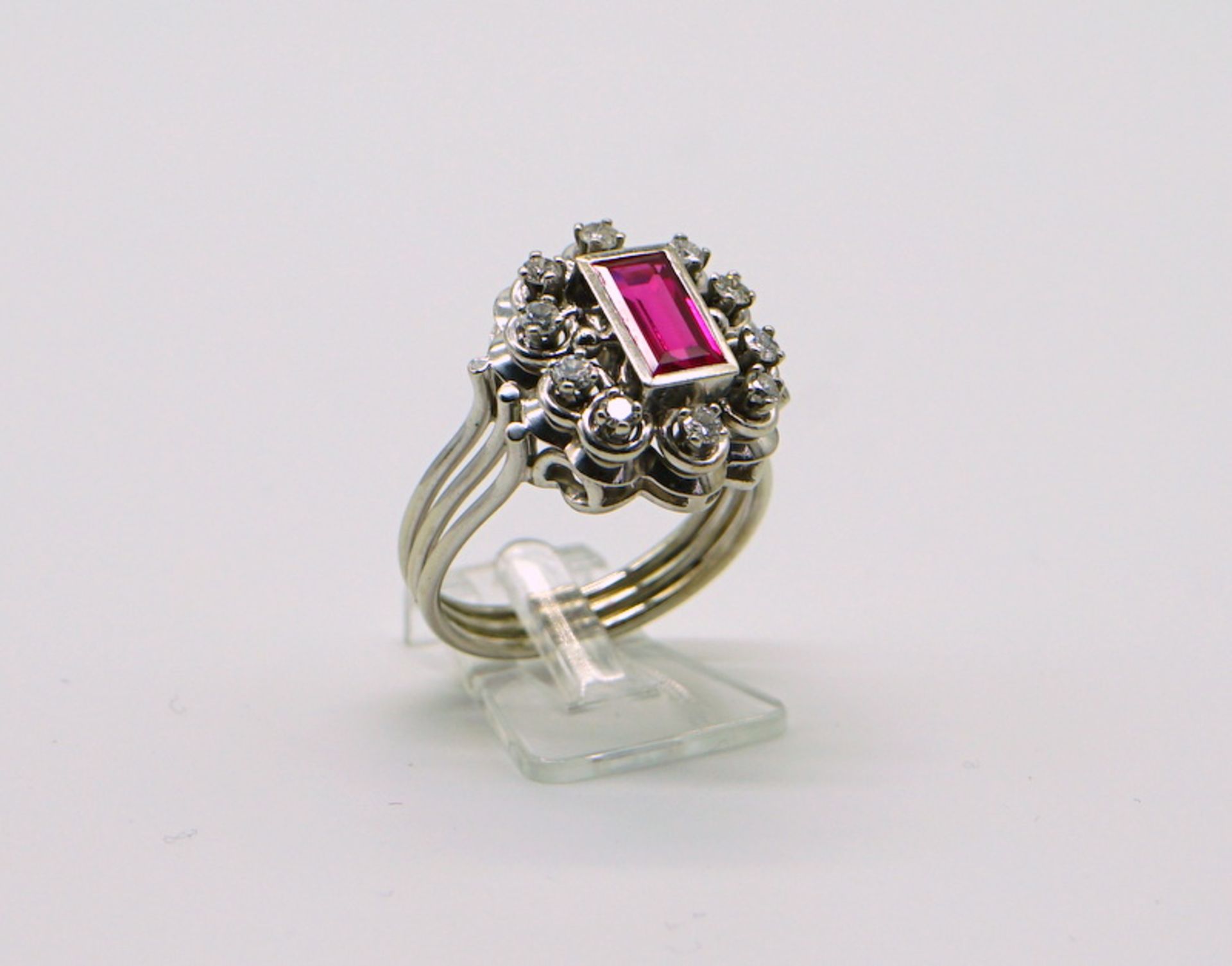 Entourage Ring mit Rubellit und Billanten, 585 WG, ca. 1950er Jahre - Image 2 of 5