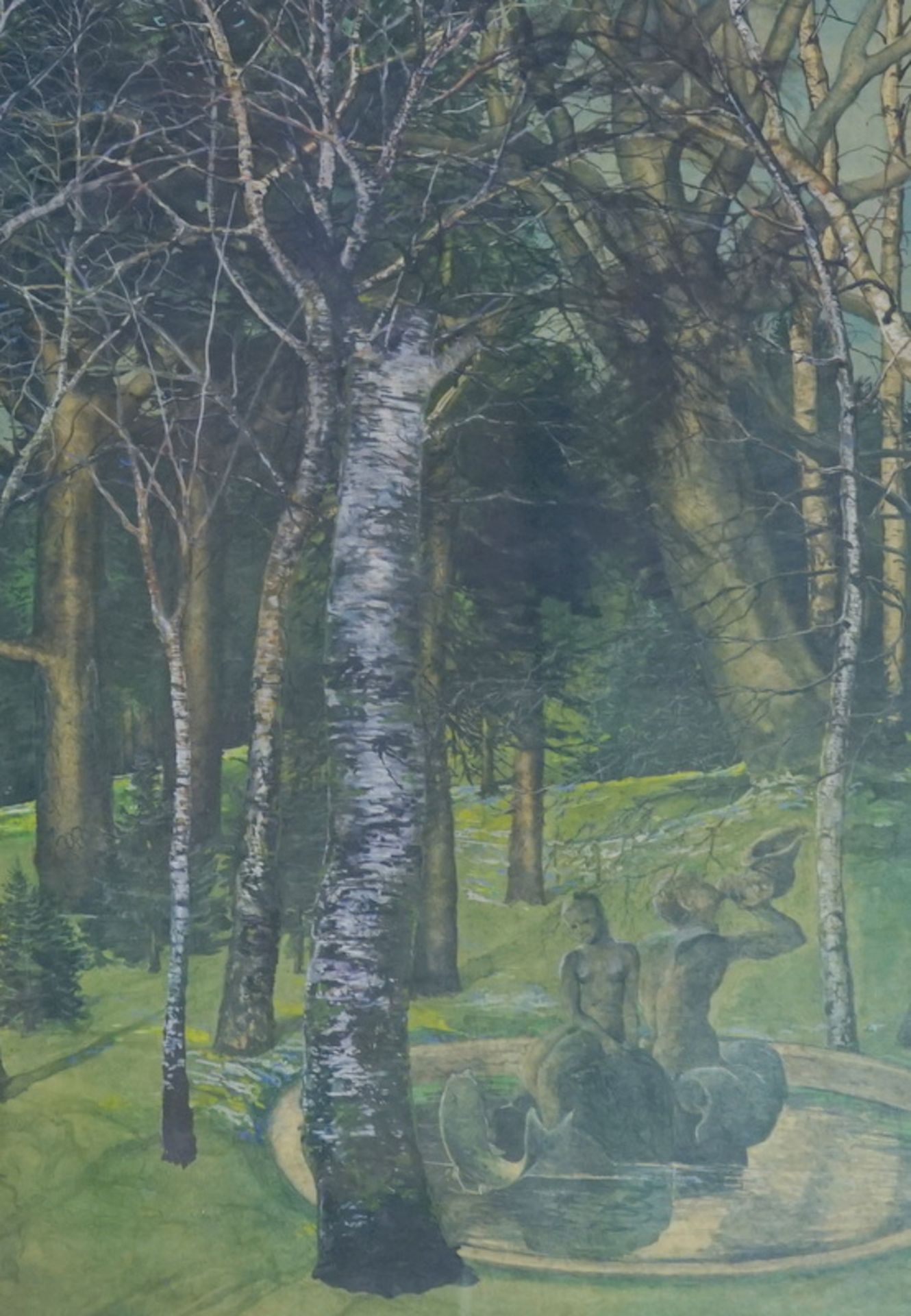 Schöne, F.: Verzauberter Wald, Mischtechnik auf Papier, 1946