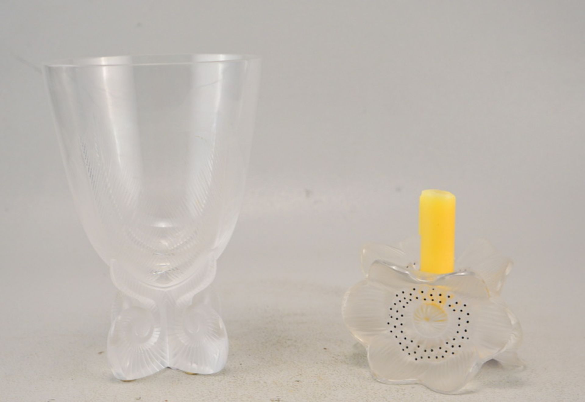 Kerzenständer Anemone und Vase, Lalique, 2. H. 20. Jhd.