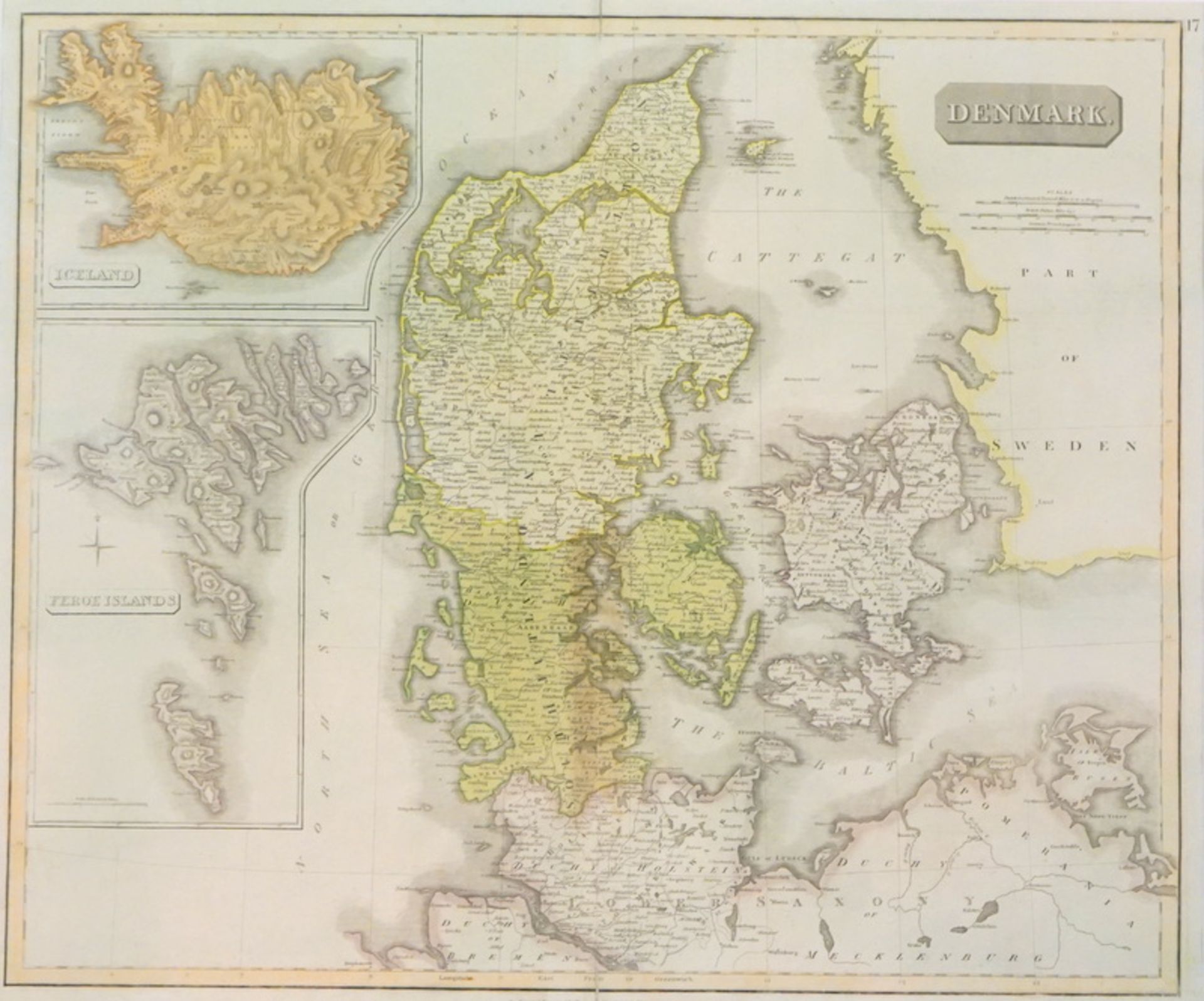 John Thomson: Karte Dänemark und Island, New General Atlas, 1817