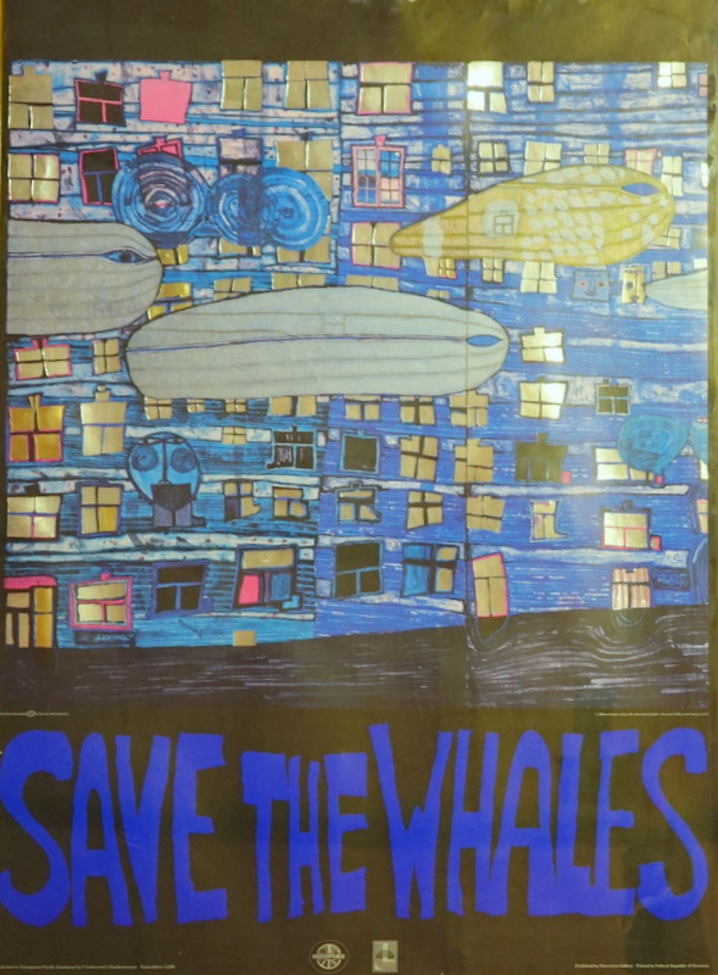 Hundertwasser, Friedensreich: Poster "Safe the Wales" Greenpeace Edition von 5000