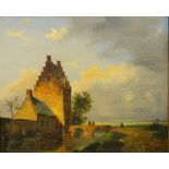 Burgtor in Flandern o. Niederlande, Öl auf Leinwand, 1855