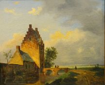 Burgtor in Flandern o. Niederlande, Öl auf Leinwand, 1855