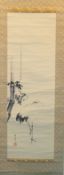 Zwei Handmalereien mit Darstellungen von Kranichen, China