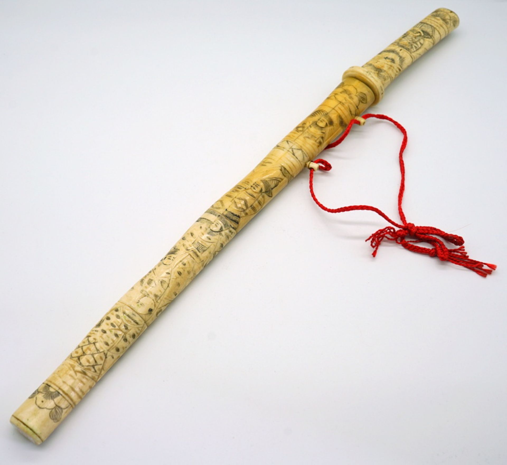 Japanisches Kurzschwert "Wakizashi", Bein vollständig graviert - Bild 4 aus 7