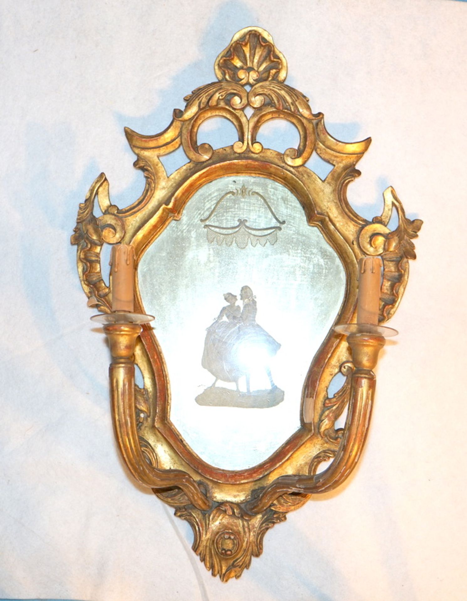 Italienische Spiegelblaaker mit graviertem Glas, 18./19. Jhd. - Image 2 of 2