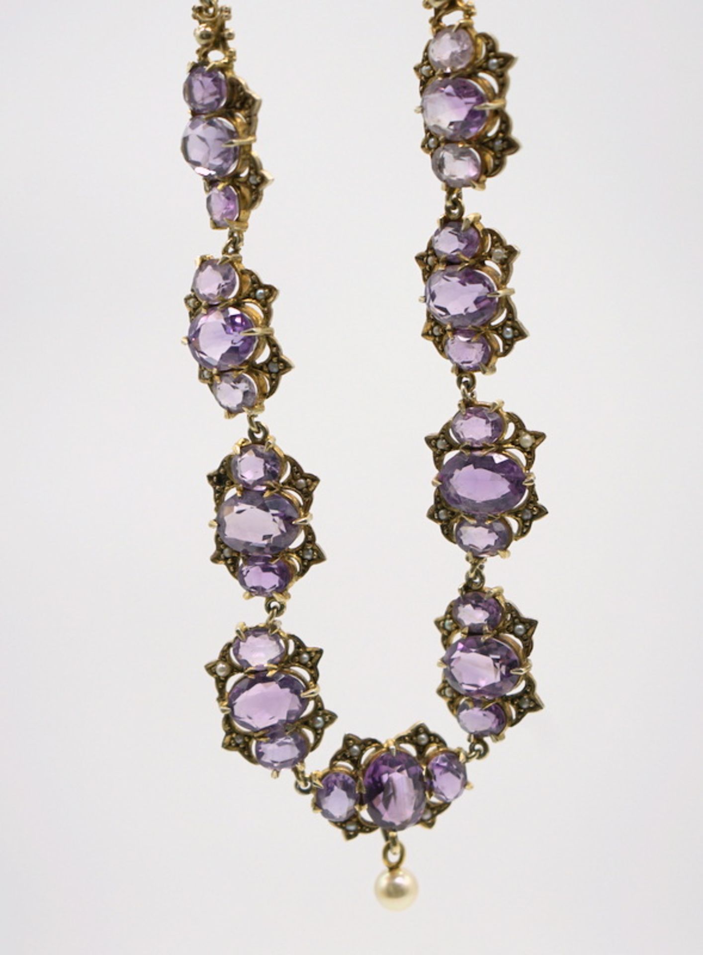 Antikes Amethyst-Collier, Silber - Bild 4 aus 4