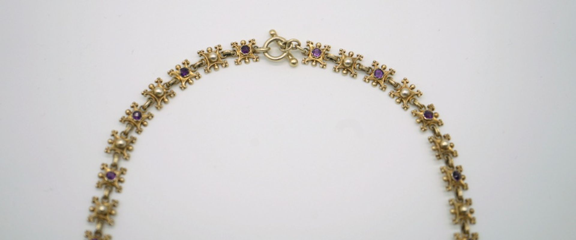 Antikes Amethyst-Collier, Silber - Bild 2 aus 4