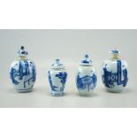 Vier Teedosen Unterglasurbau, 18./19. Jhd., China, Canton Ware