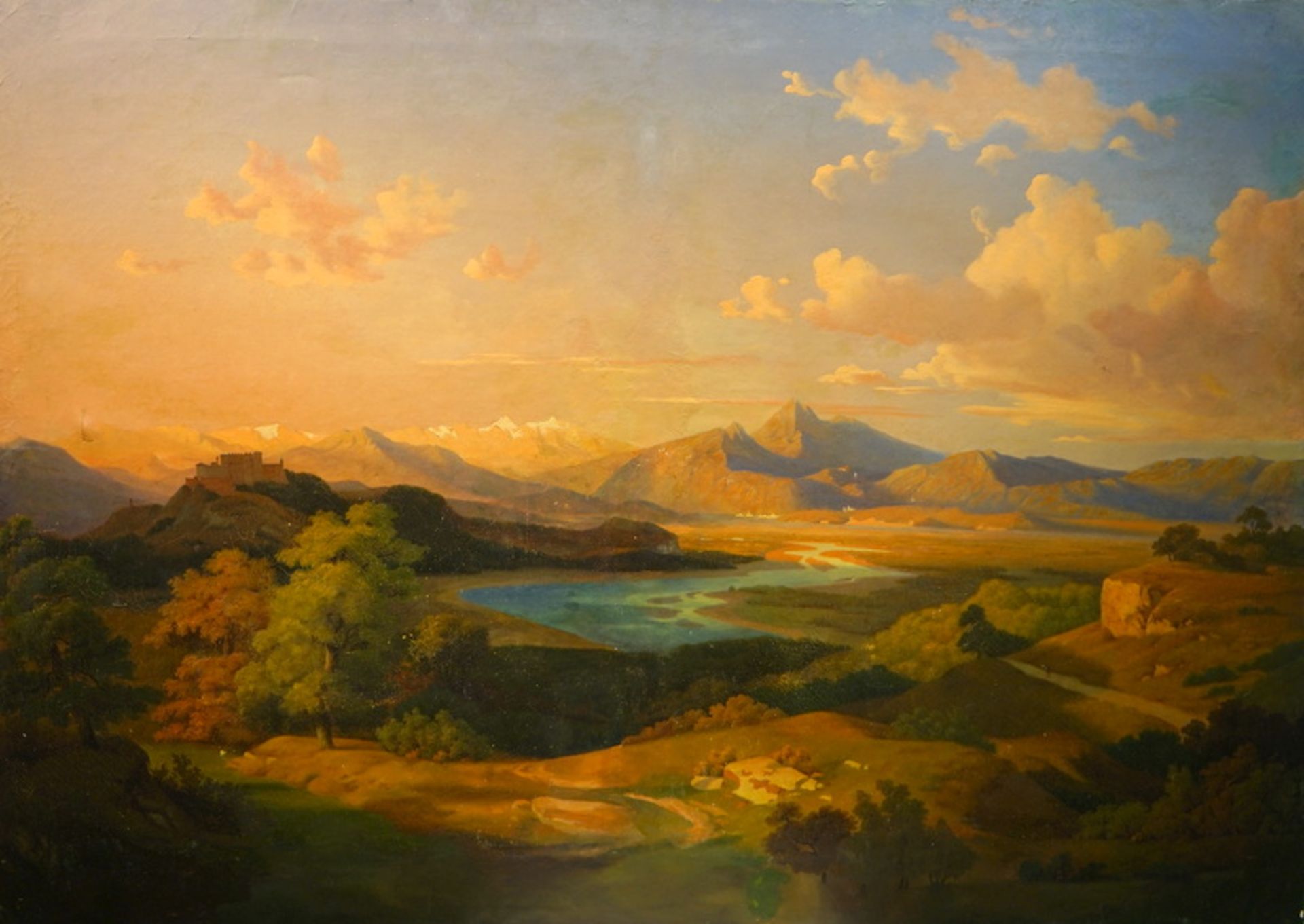 Bamberger, Friedrich (Fritz) zugeschrieben: Große Spanische Landschaft bei Valencia (Albufera?) - Bild 2 aus 5