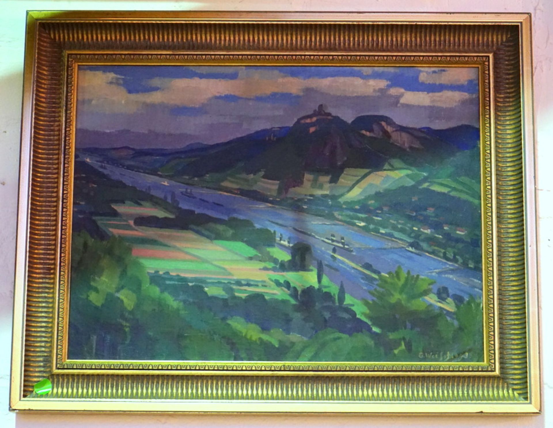 Weissflog, Günther: "Blick auf Rhein und Drachenfels" dat. 1938 - Bild 2 aus 2