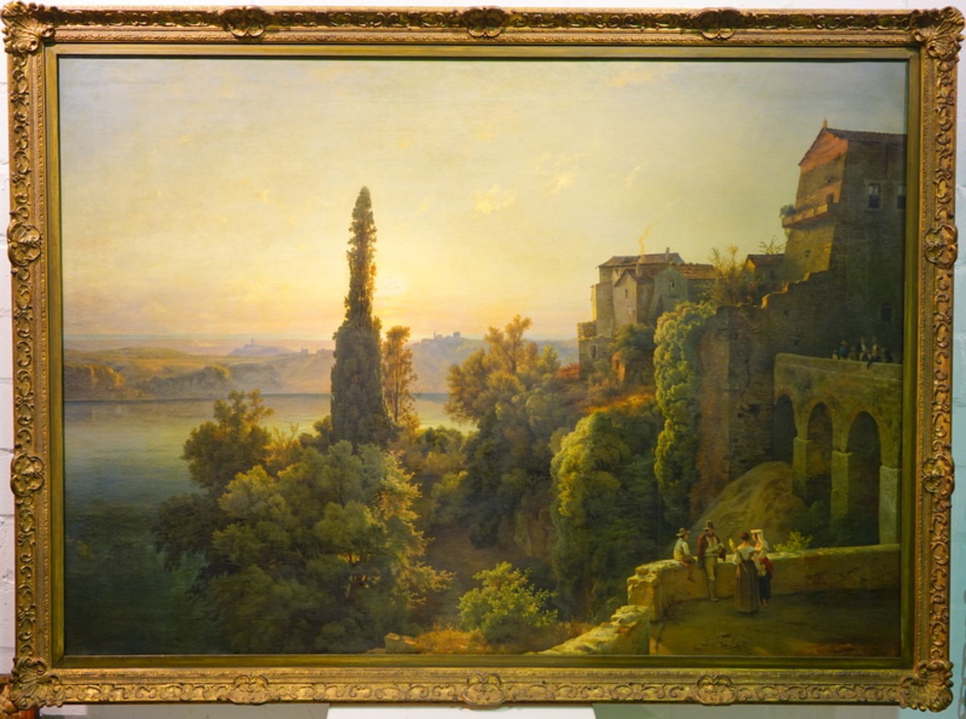 Gurlitt, Heinrich Louis Theodor: Blick auf den Nemisee bei Rom in der Abendsonne -1874 - Bild 5 aus 6