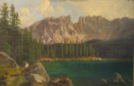 Schoyerer, Rudolf: Ansicht vom Karer See in Südtirol mit den westl Dolomiten