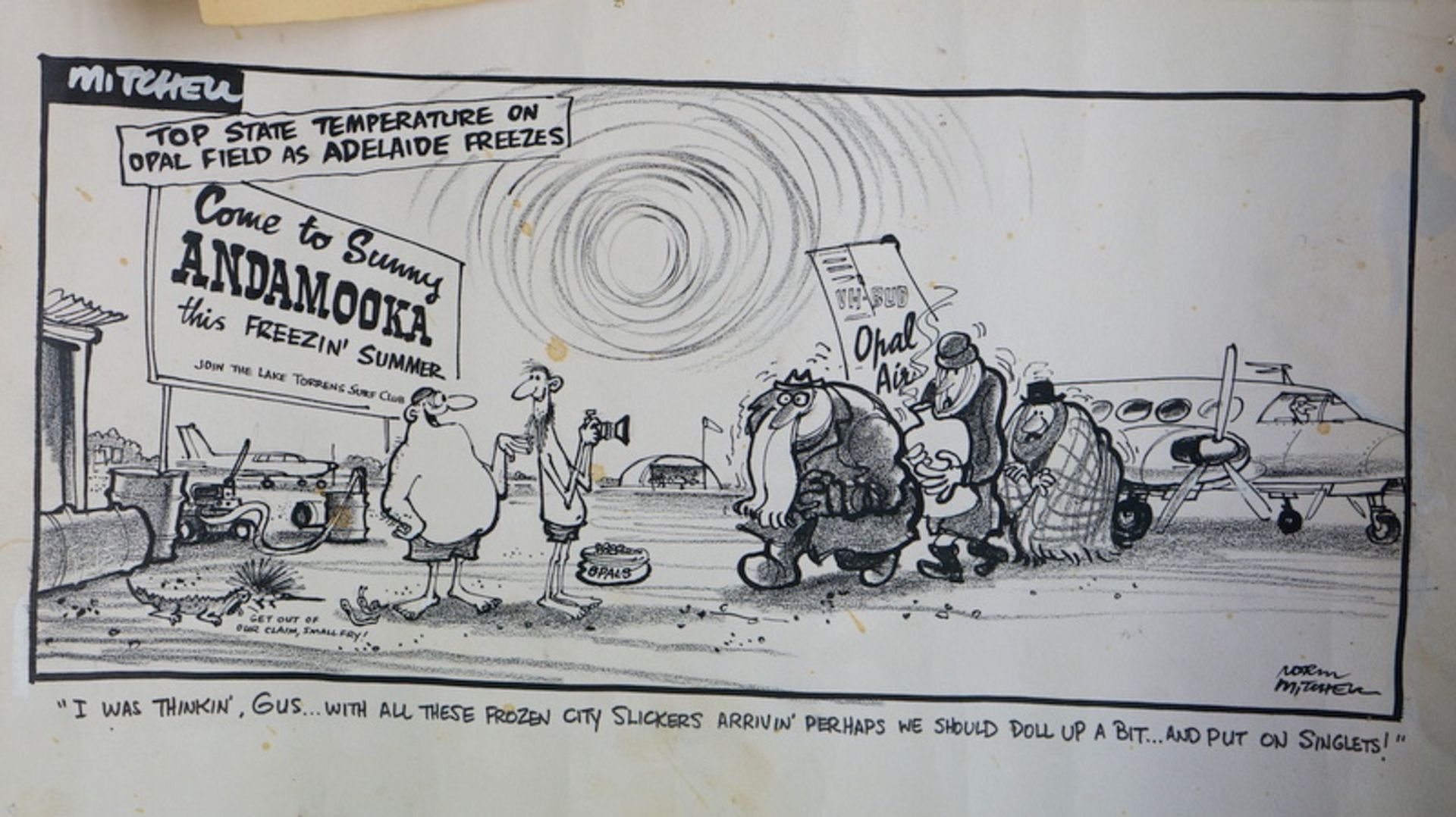 Norm Mitchell (1920-1980, Caroonist at Sir Keith Murdoch’s Adelaide News): Cartoons 9 orig. Entwürfe - Bild 2 aus 2