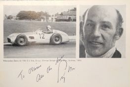 Handsignierte Autogrammkarte der Formel 1 Legende Stirling Moss