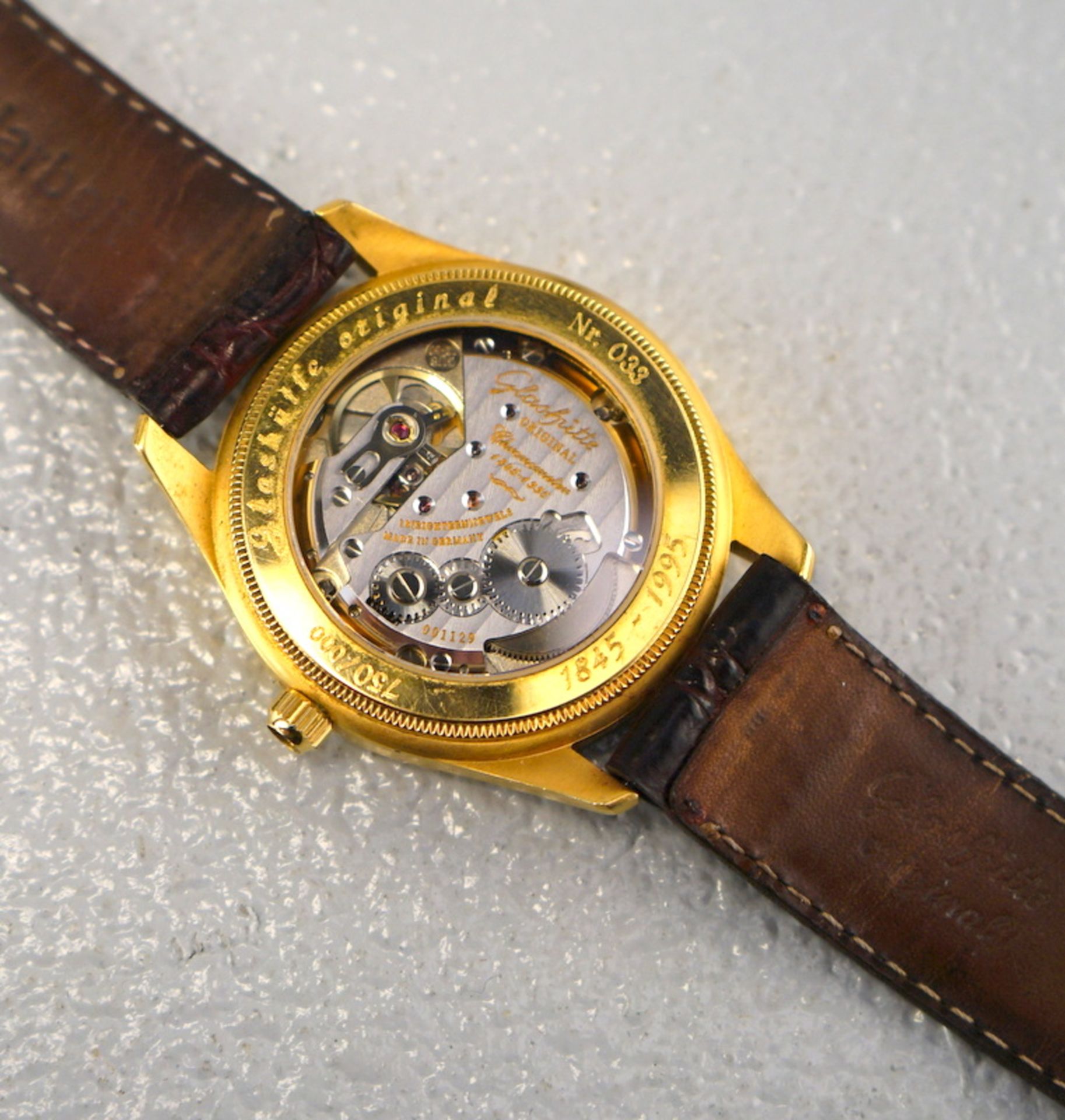 Glashütter Uhrenbetriebe: Chronometer 1845-1995 Edition Rosegold 750er - Image 3 of 4