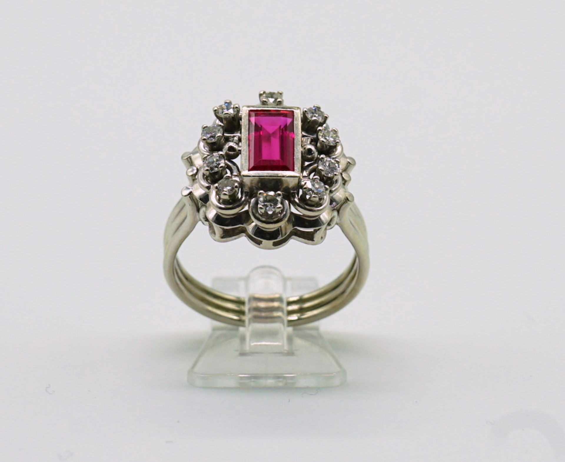 Entourage Ring mit Rubellit und Billanten, 585 WG, ca. 1950er Jahre - Image 4 of 5