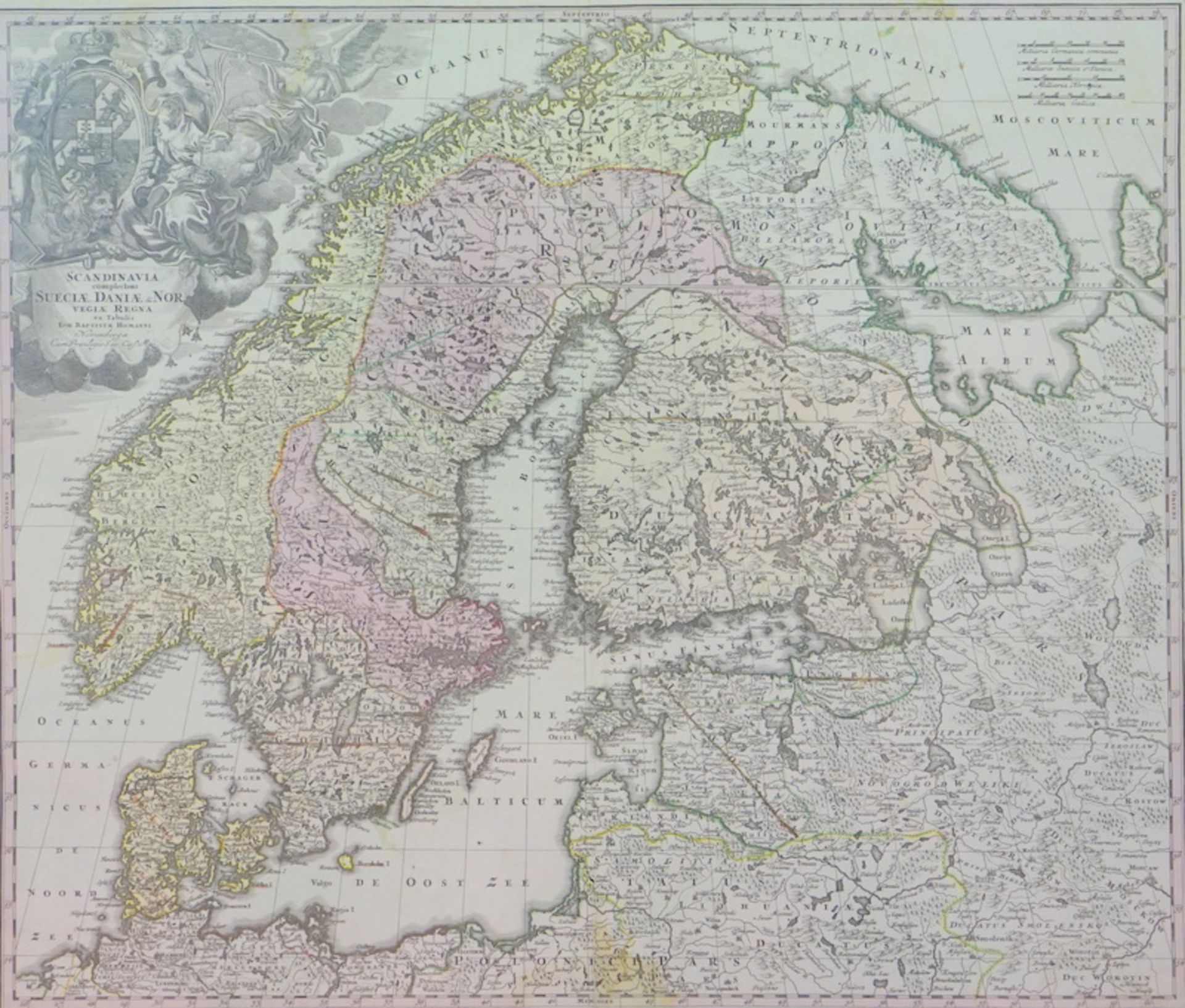 Johann Baptist Homann: Karte Scandinavia complectens, Norwegen, Schweden, Dänemark, 1716