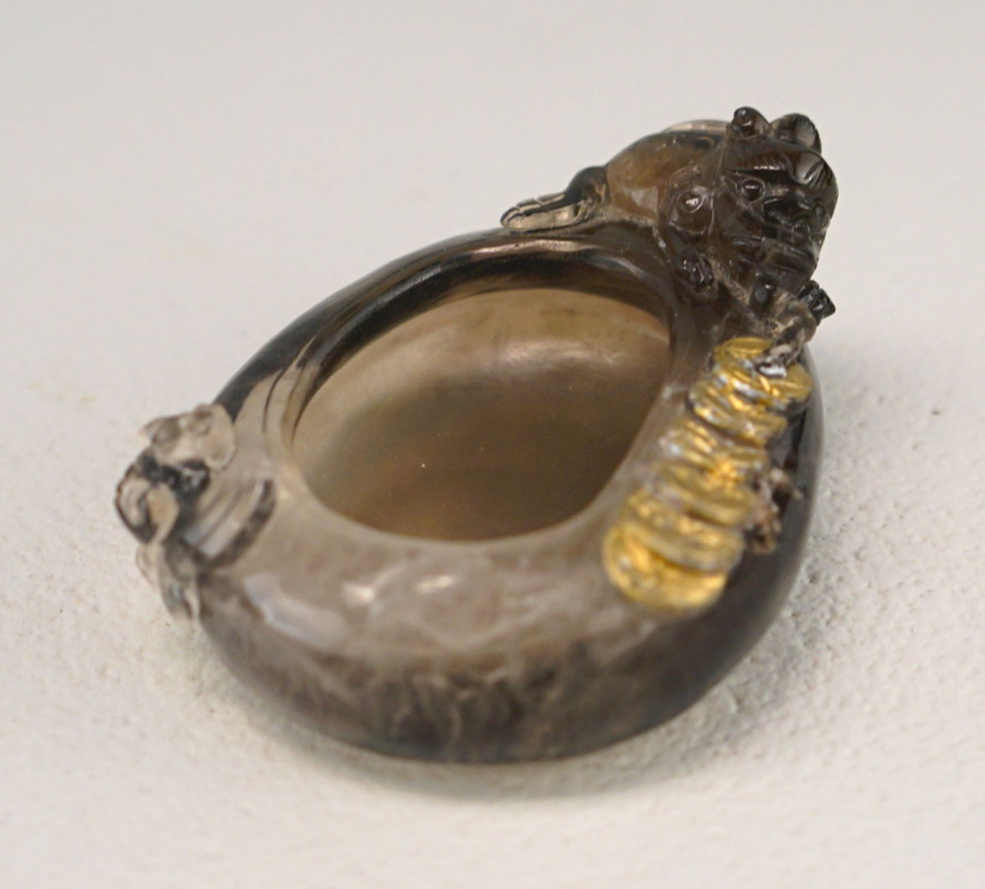 Pinselwascher aus einem Rauchtopas/Bergkristall geschnitzt - Image 4 of 5