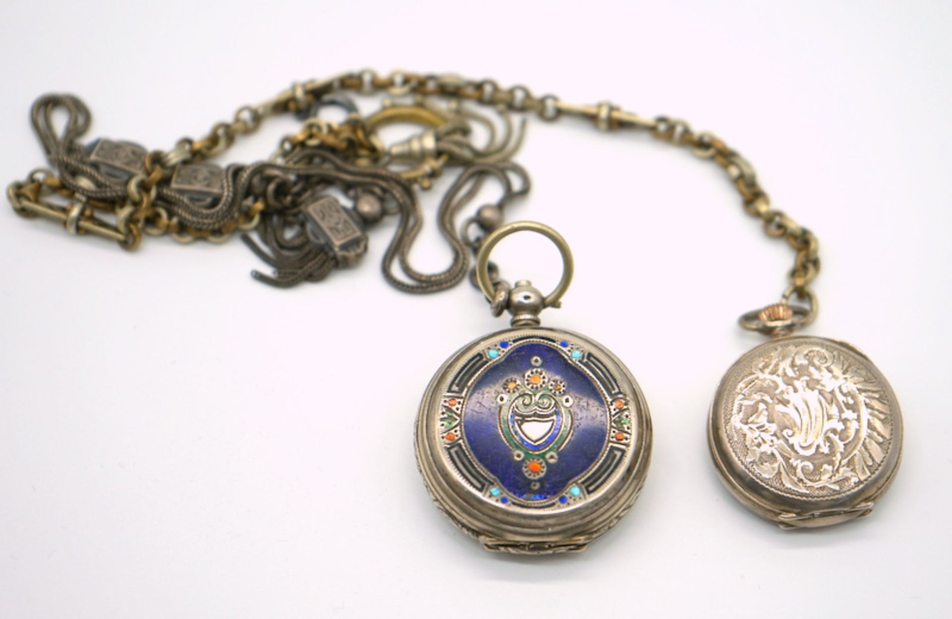 Zwei alte französische Taschenuhren, Silber, 19. Jhd.