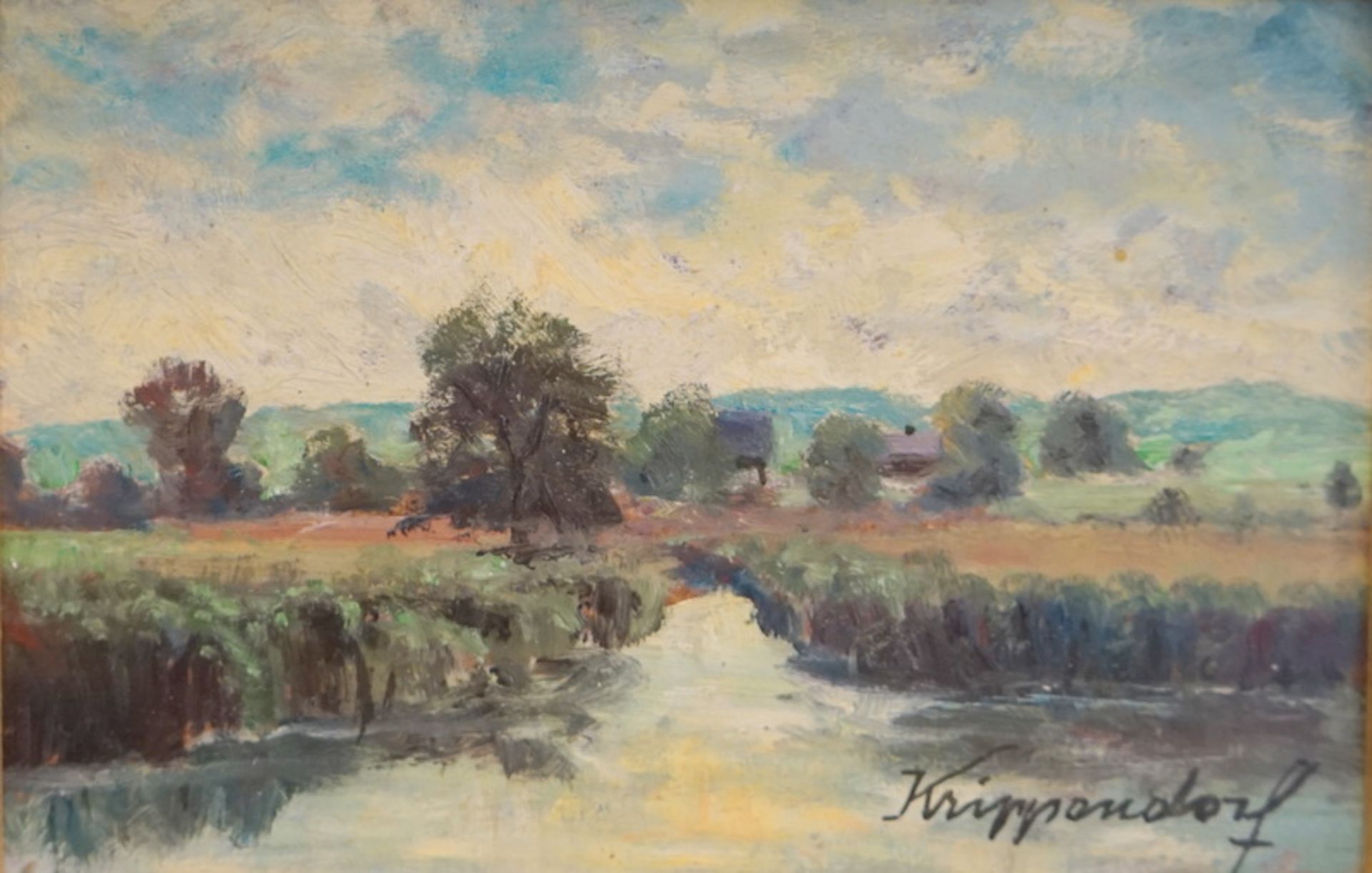Franz Krippendorf (1907-1982): Zwei kleine Gemälde: "Im Hochmoor" u. "Am Weiher"