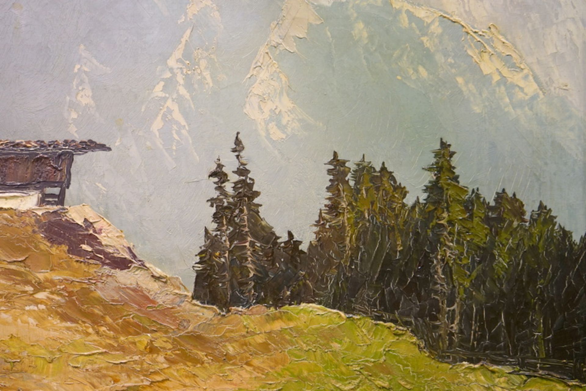 Georg Arnold-Graboné: Alpen mit Berghütte, Öl auf Leinwand - Bild 5 aus 7