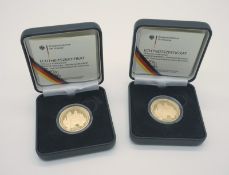 Zwei 100 Euro-Goldmünzen, 2009, je 15,55 g, 999,9 Gold