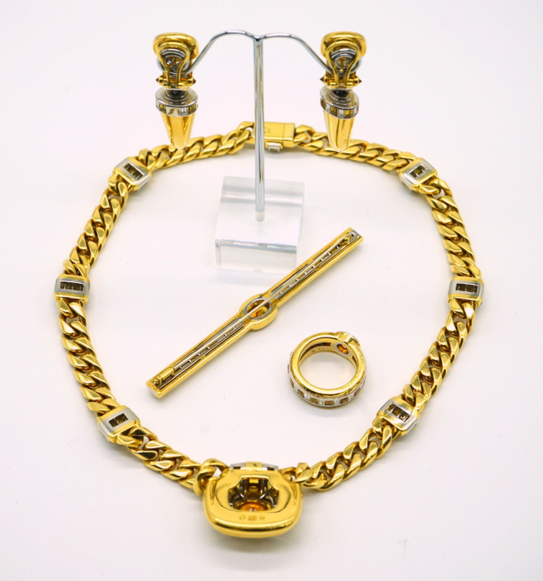 Parure mit Diamanten und gelben Saphiren, 750 GG, Juweliersanfertigung - Image 5 of 10