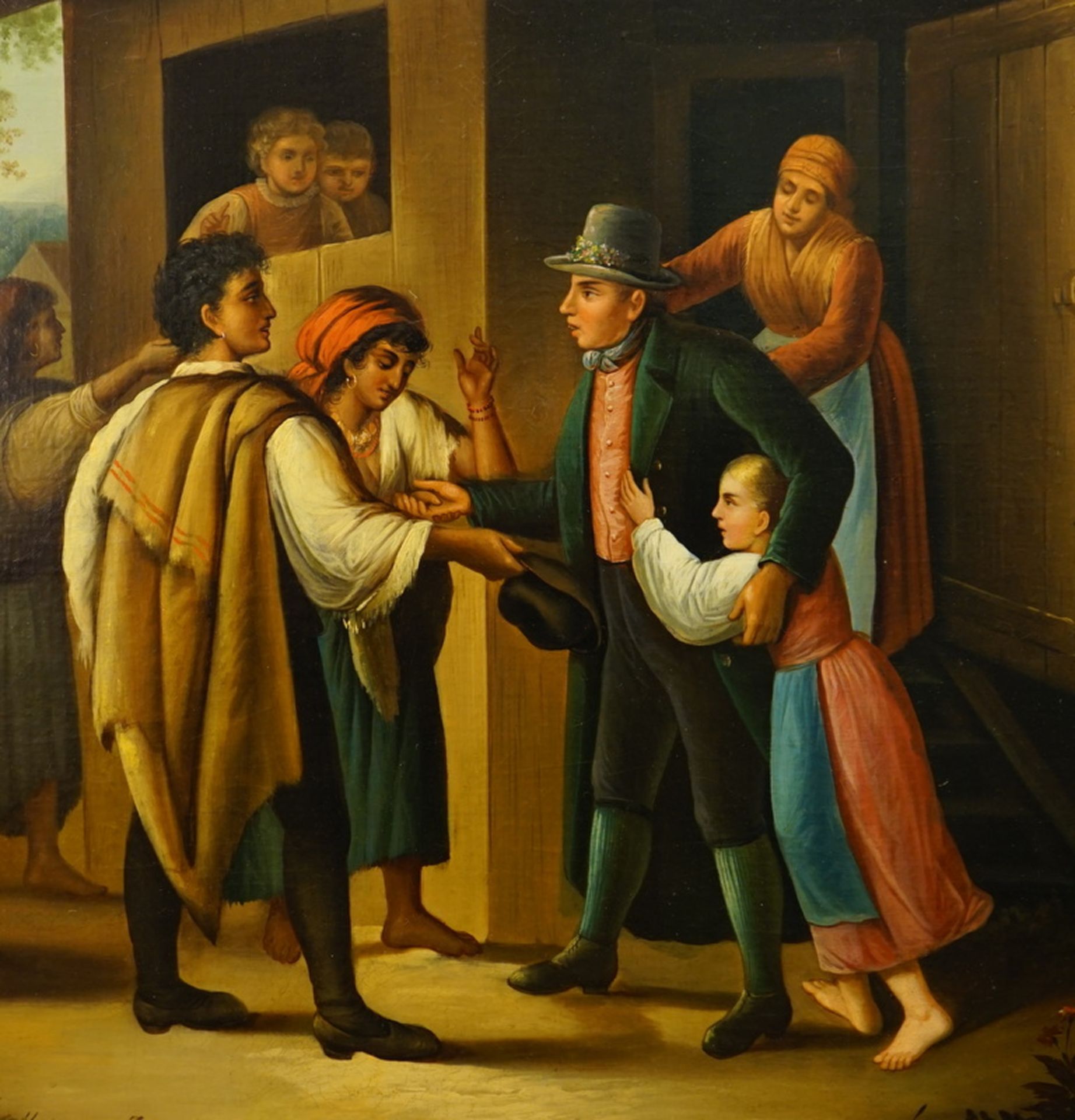 "bei der Wahrsagerin", Genre Bild des Biedermeier, um 1830 - Bild 2 aus 4