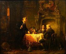 Seitz, Anton: "Die Verlobung" bürgerliche Gesellschaft mit Sektflöten, 1873