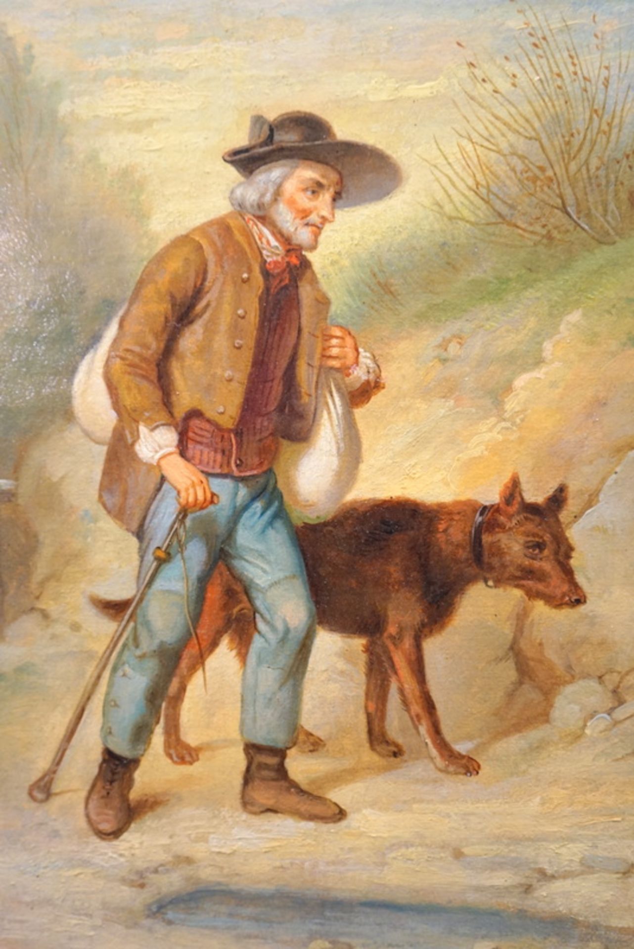 Schaller, Friedrich: Handwerkergeselle mit seinem Hund auf Wanderschaft. - Bild 4 aus 4