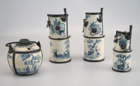 Sammlung von 4 chinesischen Opium Pfeifen -Unterglasurblau