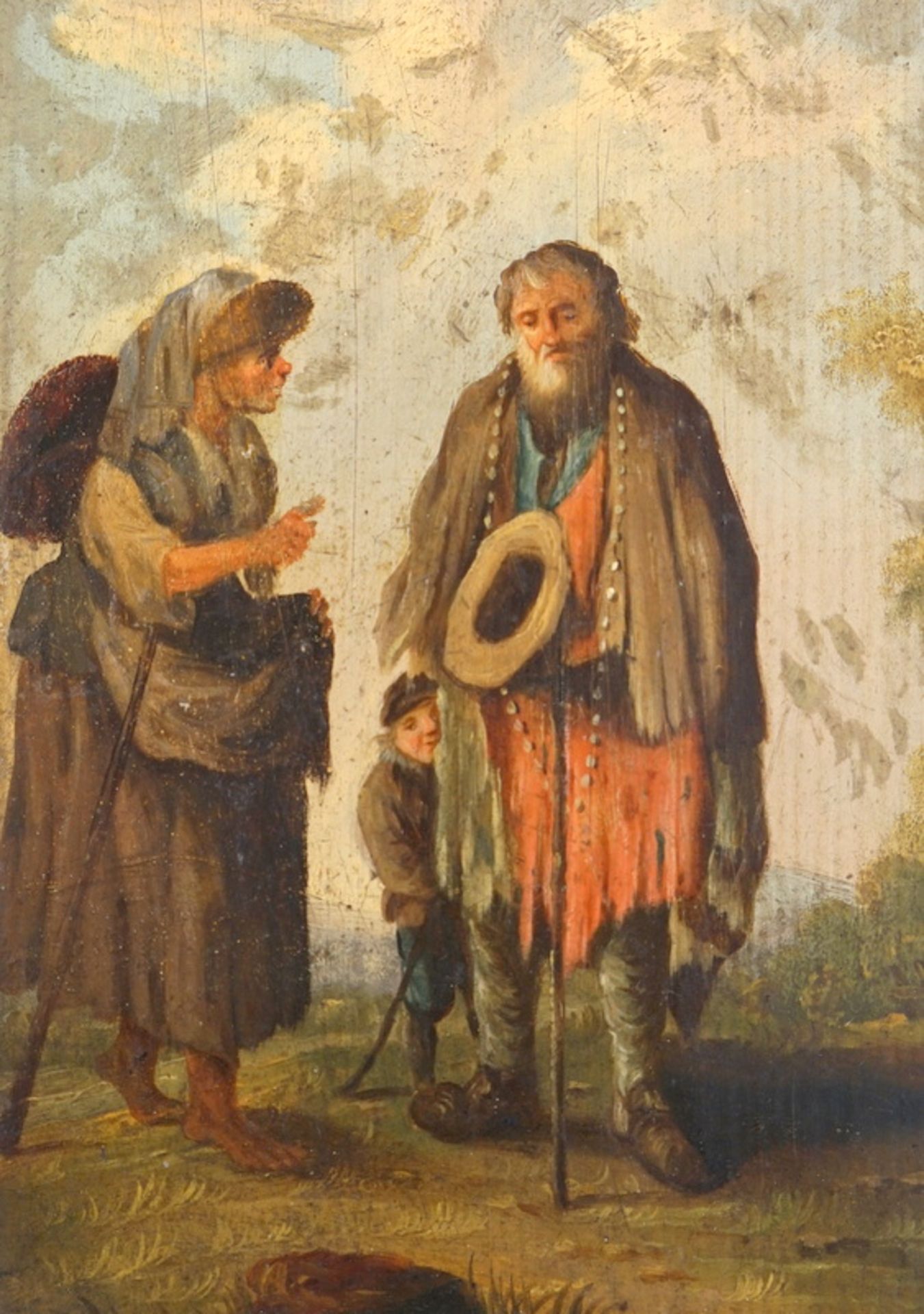 Bettlerszene, Öl auf Holz, 18. Jhd. - Image 2 of 5