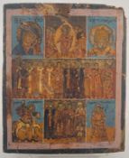 Griechische Ikone, 18. Jhd., Christus umgeben von Heiligen