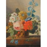 de Bruyn, Cornelis Johannes: Stillleben mit Chrysanthemen, Kornblumen und Rosen