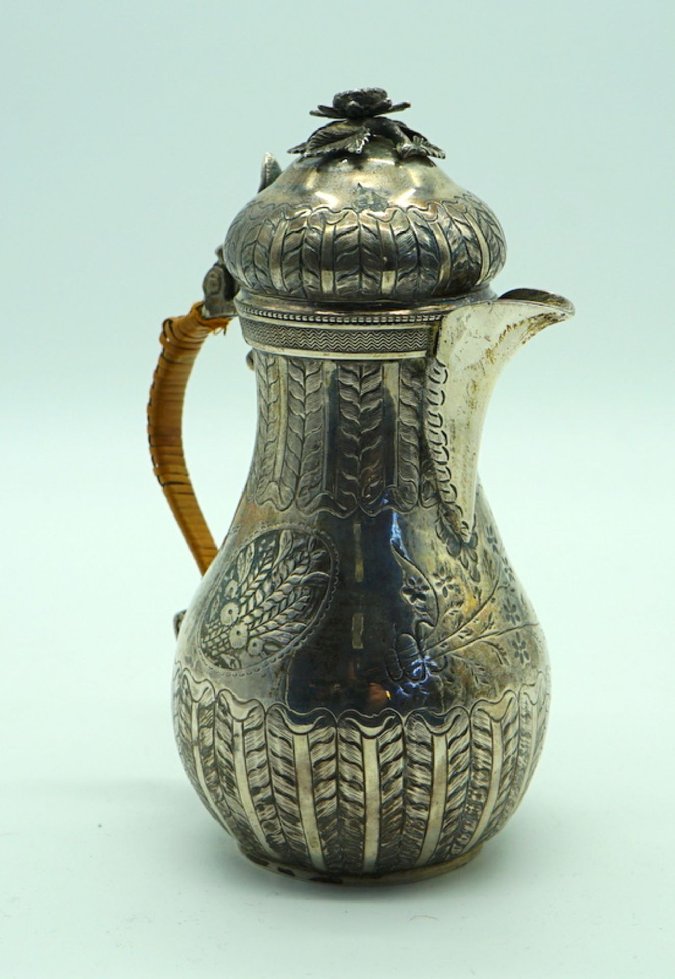 Antike Türkenkopfkanne Persien 19. JH. 900 er Silber - Image 4 of 6