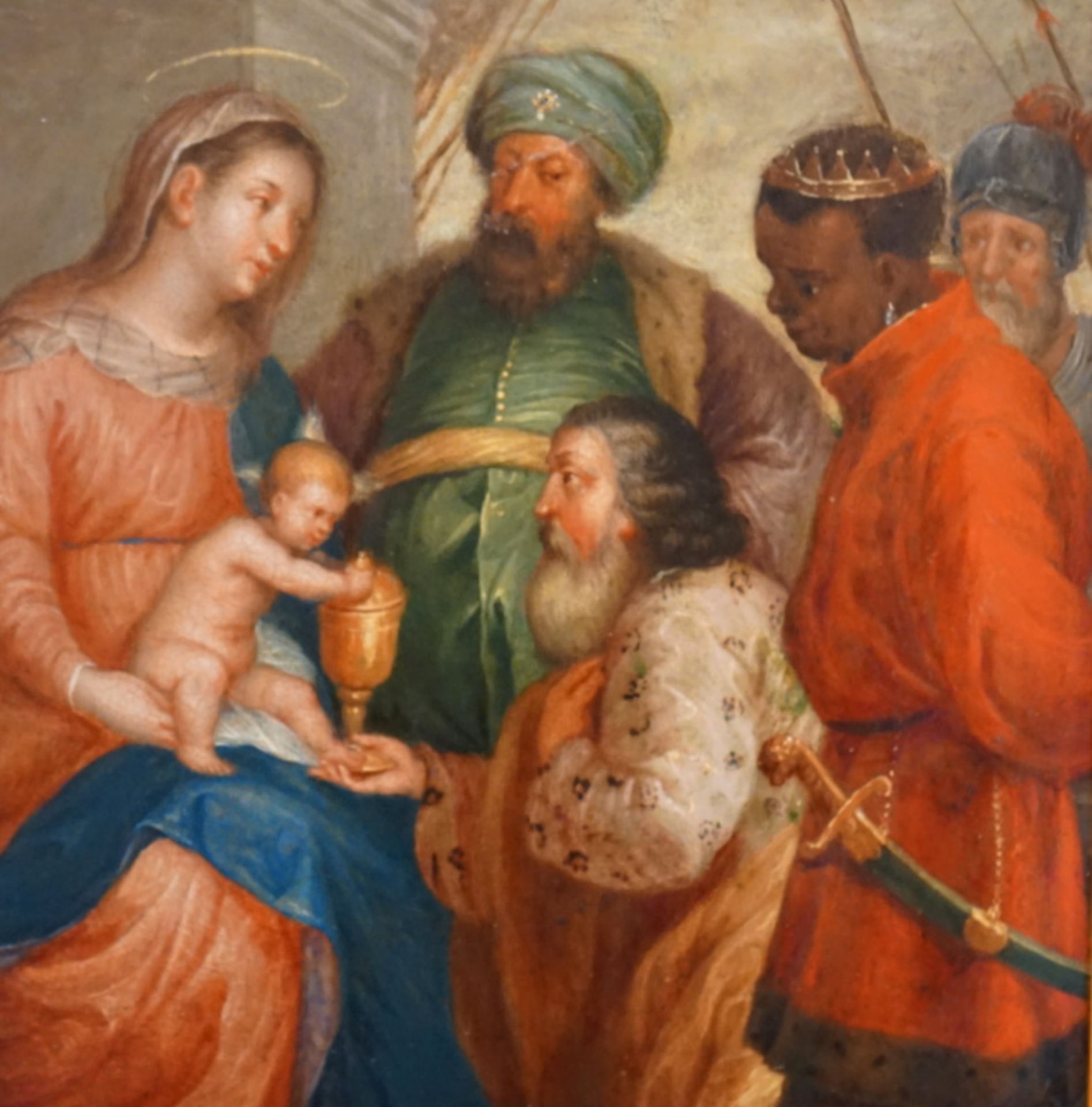 Peter Paul Rubens -Nachfolger d 18. Jh.: Anbetung der Heiligen drei Könige 17/18 JH - Image 2 of 2