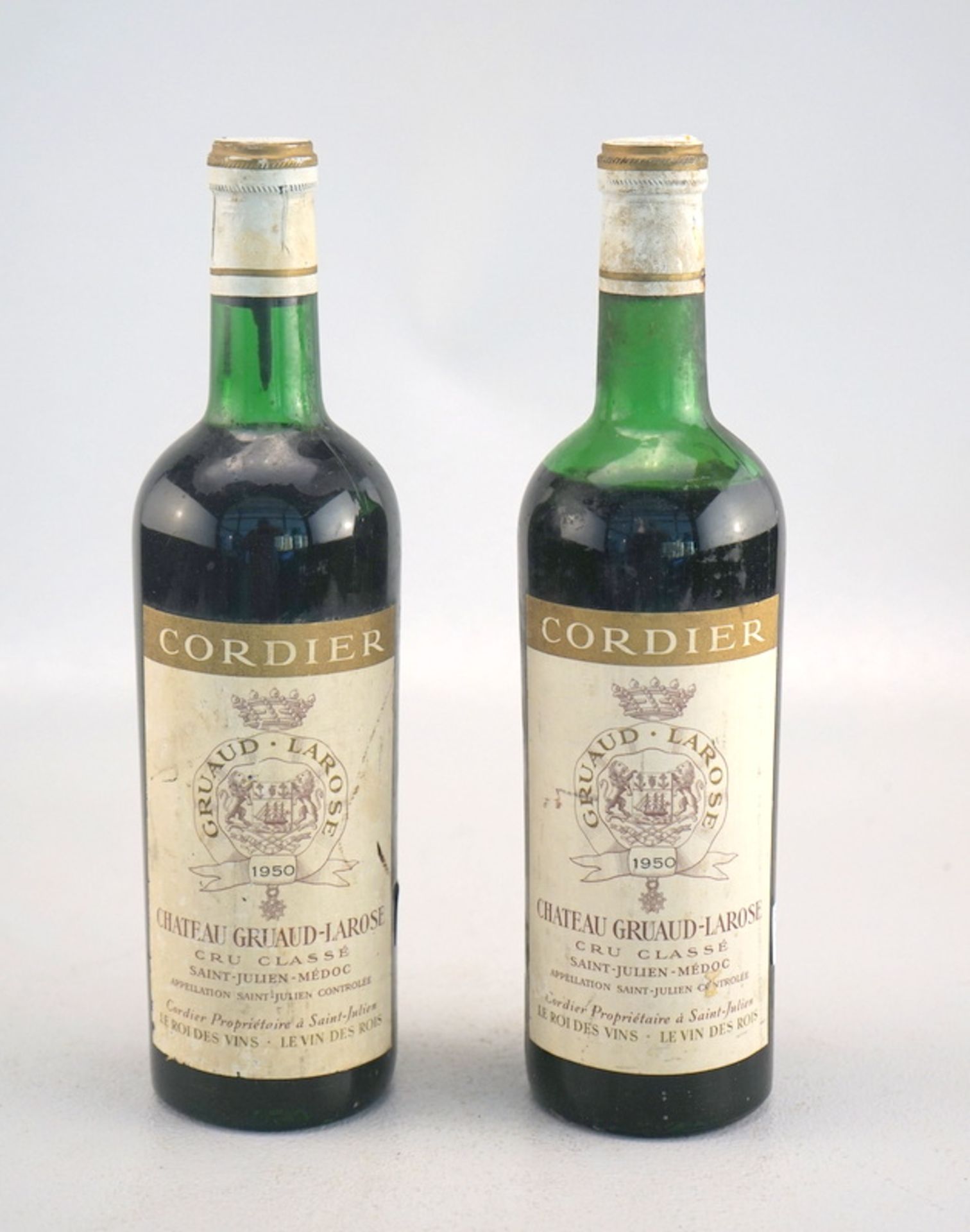 Zwei Flaschen Chateau Gruaud-Larose, St. Julien-médoc, 1950