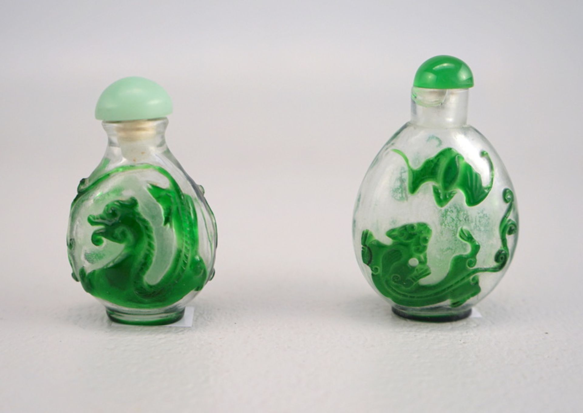 Zwei Snuff Bottles, Peking Glas