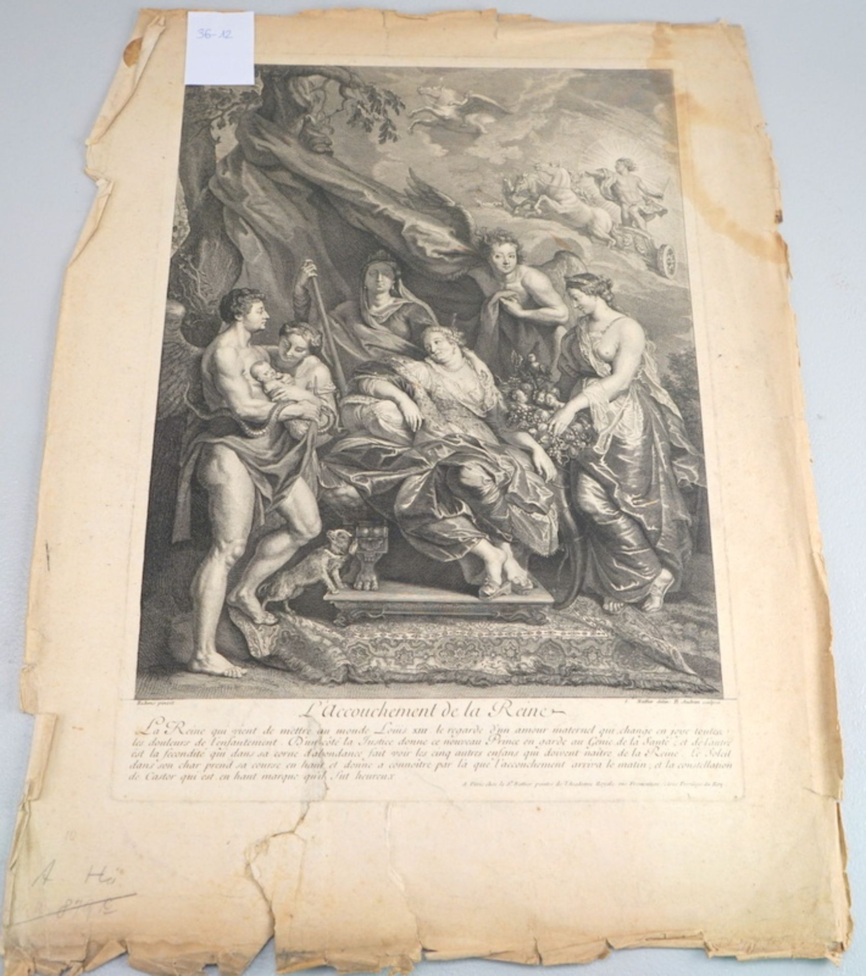 Benoît Audran der Ältere (Stecher): "L'Accouchement de la Reine" nach P.P.Rubens