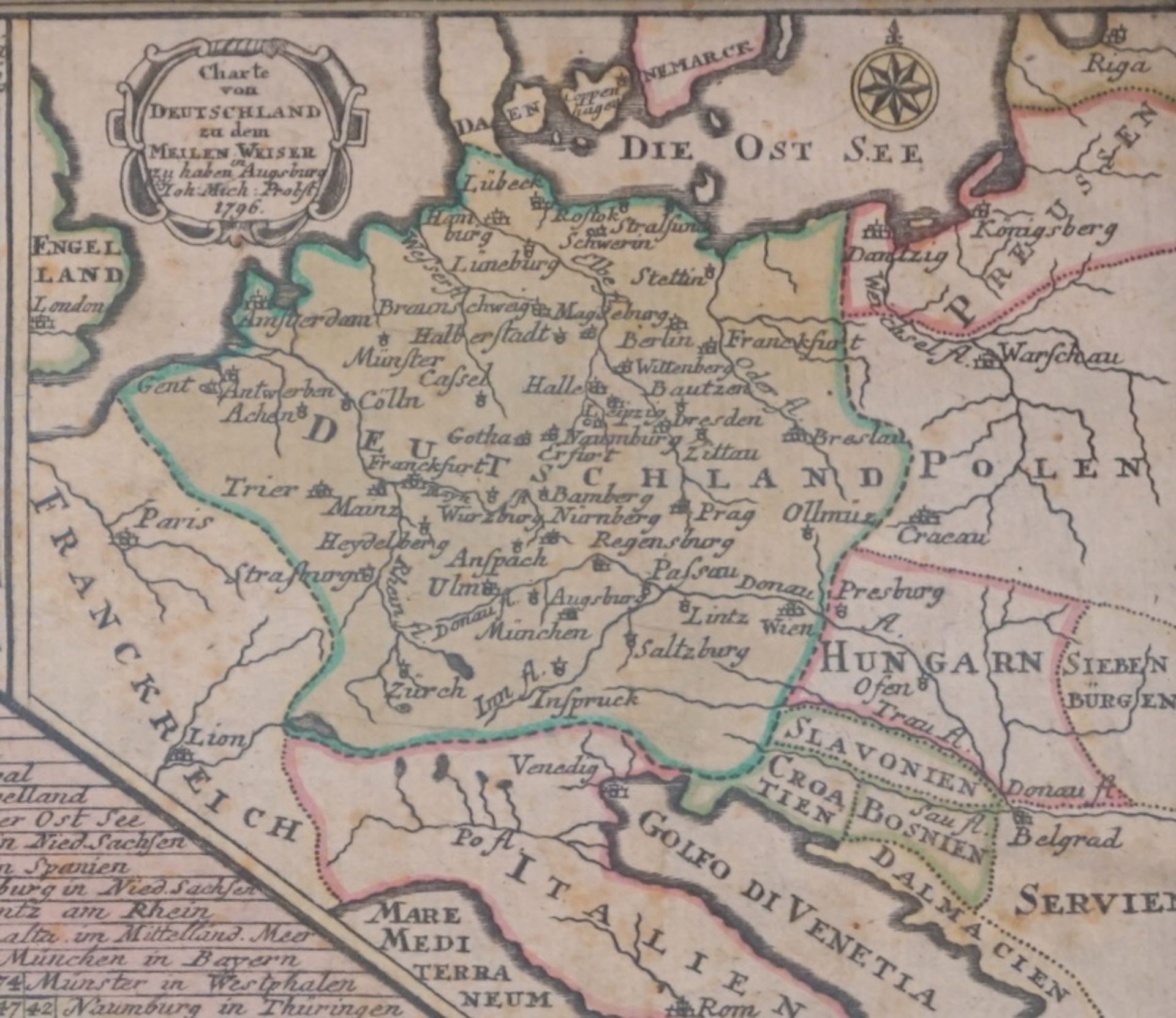 Probst, Johann Michael: "Meilen-Zeiger derer vornehmsten ..Städte in Europa, 1796 - Image 2 of 2